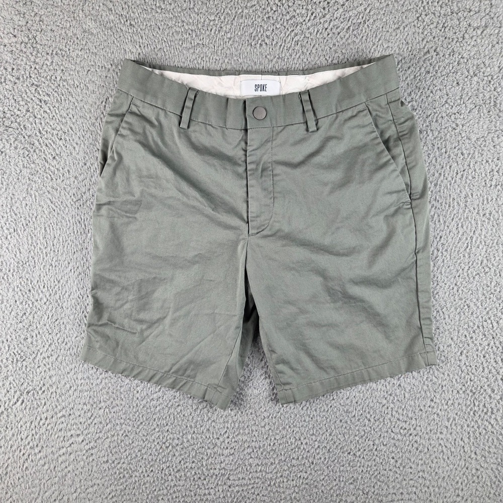 Spoke Shorts Mens 28 Green Build A Cotton Casual Summer Chino Shorts Pockets
